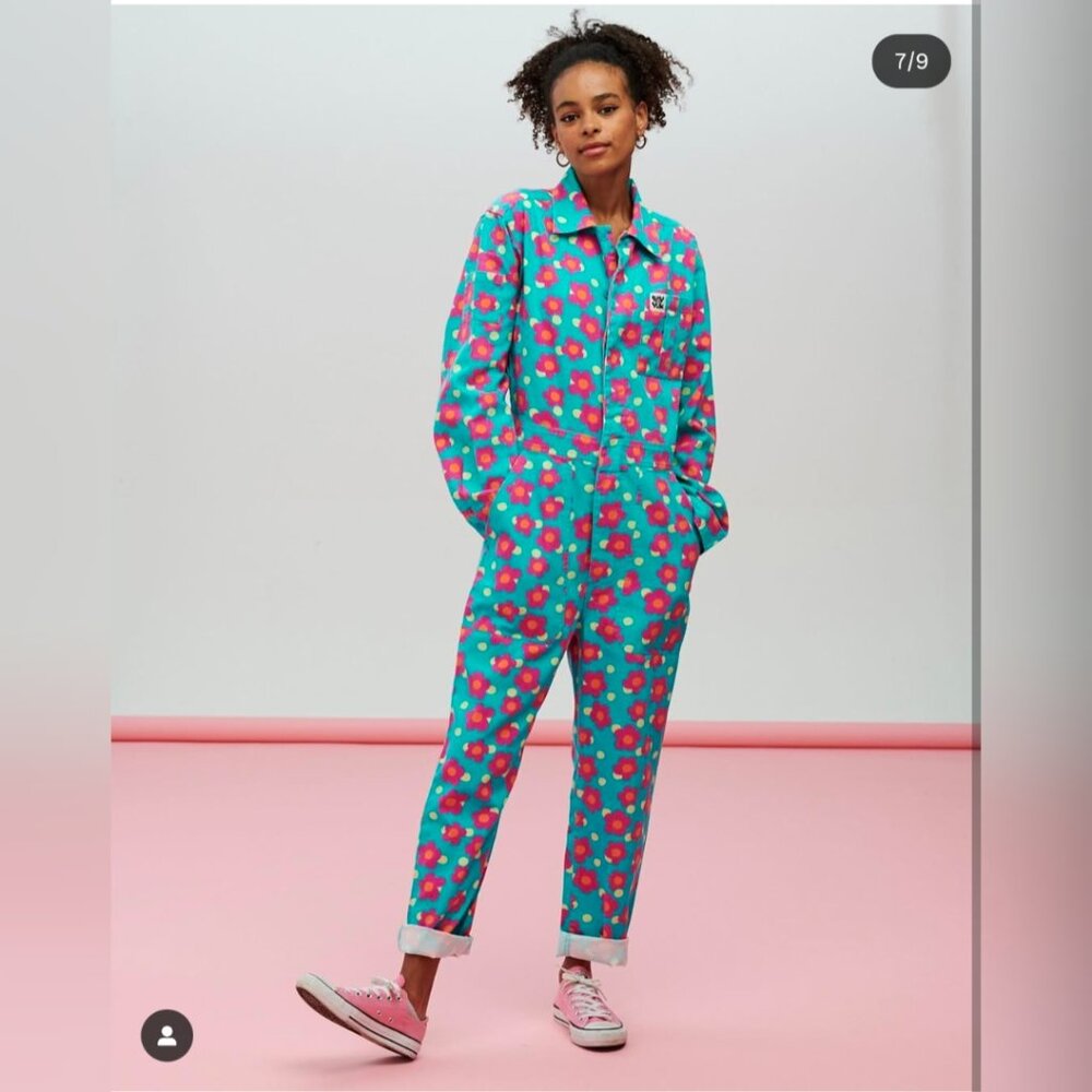 Lucy & Yak Turquoise Floral Jumpsuit